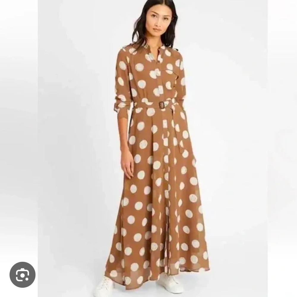 Elegant Long Sleeve Polka Dot Dress